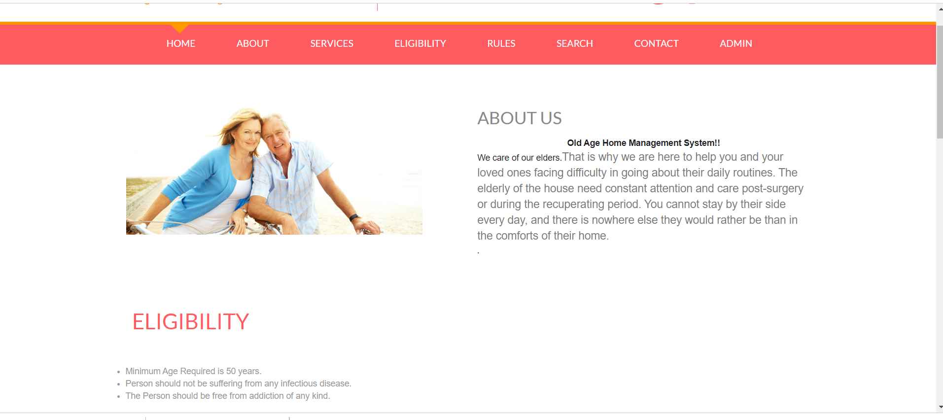 OLD AGE HOME MANAGEMENT SYSTEM WITH ADMIN PANEL
